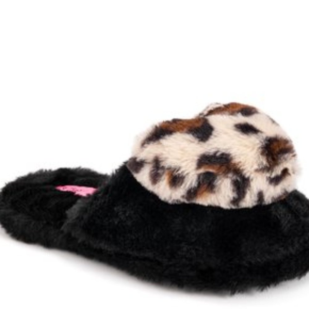 BETSEY JOHNSON ANIMAL PRINT HEART SLIPPERS NWT